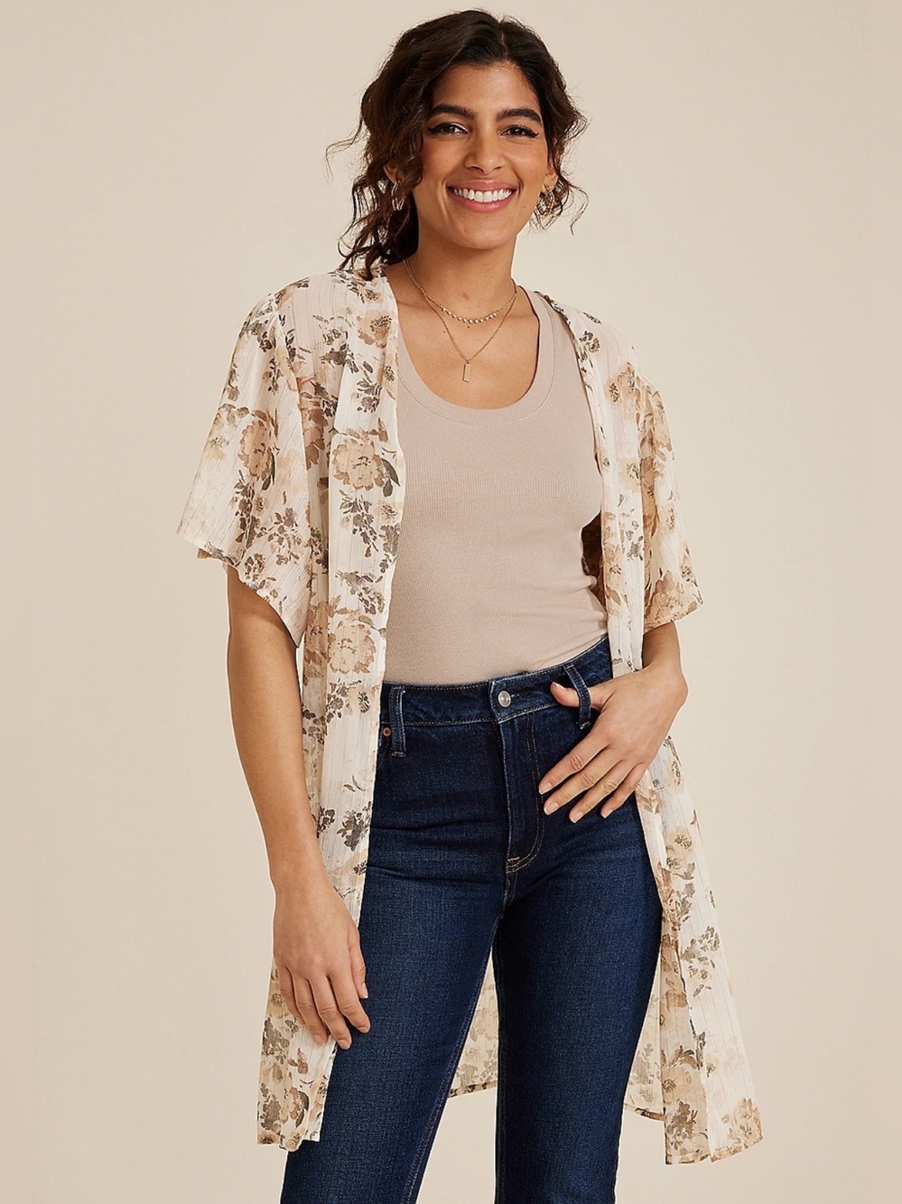 Maurices XXL Kimono floral metallic NWT